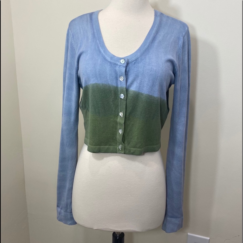 Yest Boutique Tie Dye Block Cropped Cardigan